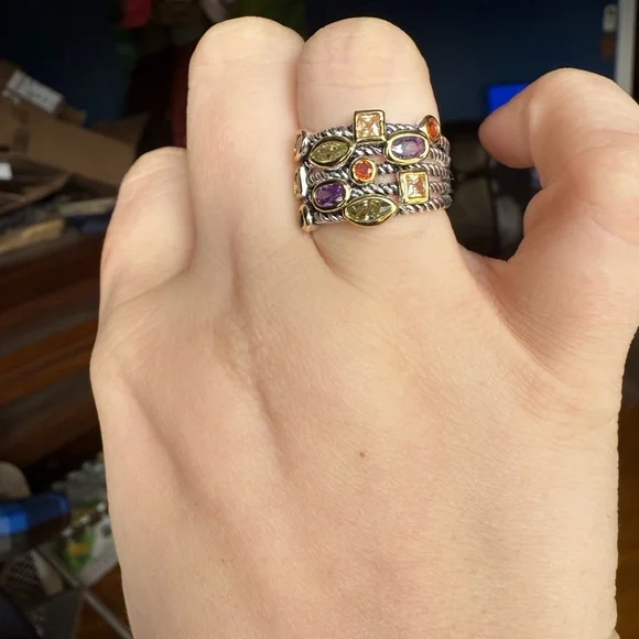 UNY JEWEL Ring Beautiful Multi CZ Twisted Cable Wire Designer - Picture 3 of 6